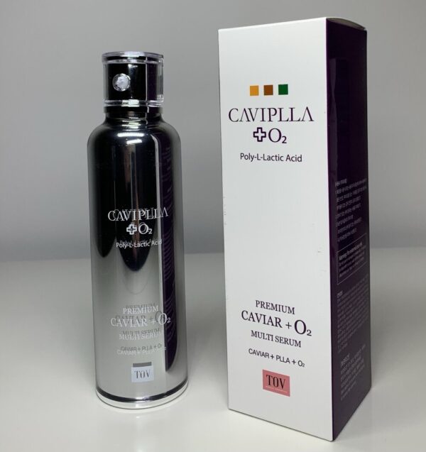 Caviplla O2 Multi Serum 120ml is designed to reduce visible signs of aging while increasing firmness and elasticity. Using an intensive concentration of pure caviar extract, PLLA and botanical Peptides, wrinkles will be diminished while increasing hydration levels in the skin